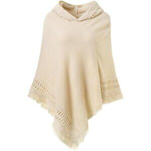 Ladies' Hooded Cape with Fringed Hem, Crochet Poncho Knitting Patterns for Women